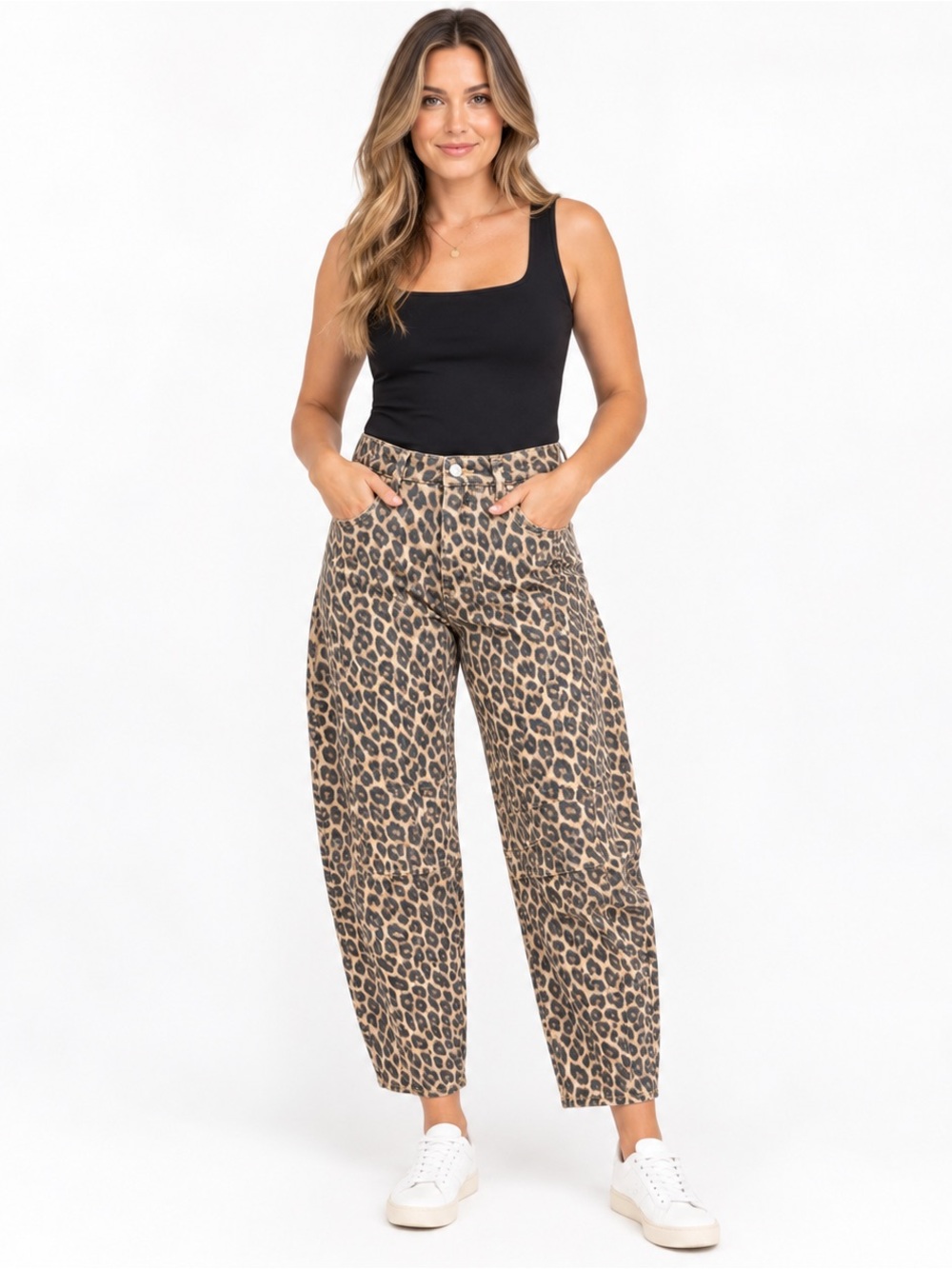 Vervet Kate Leopard Print Barrel Leg Jeans Size 27 NWT